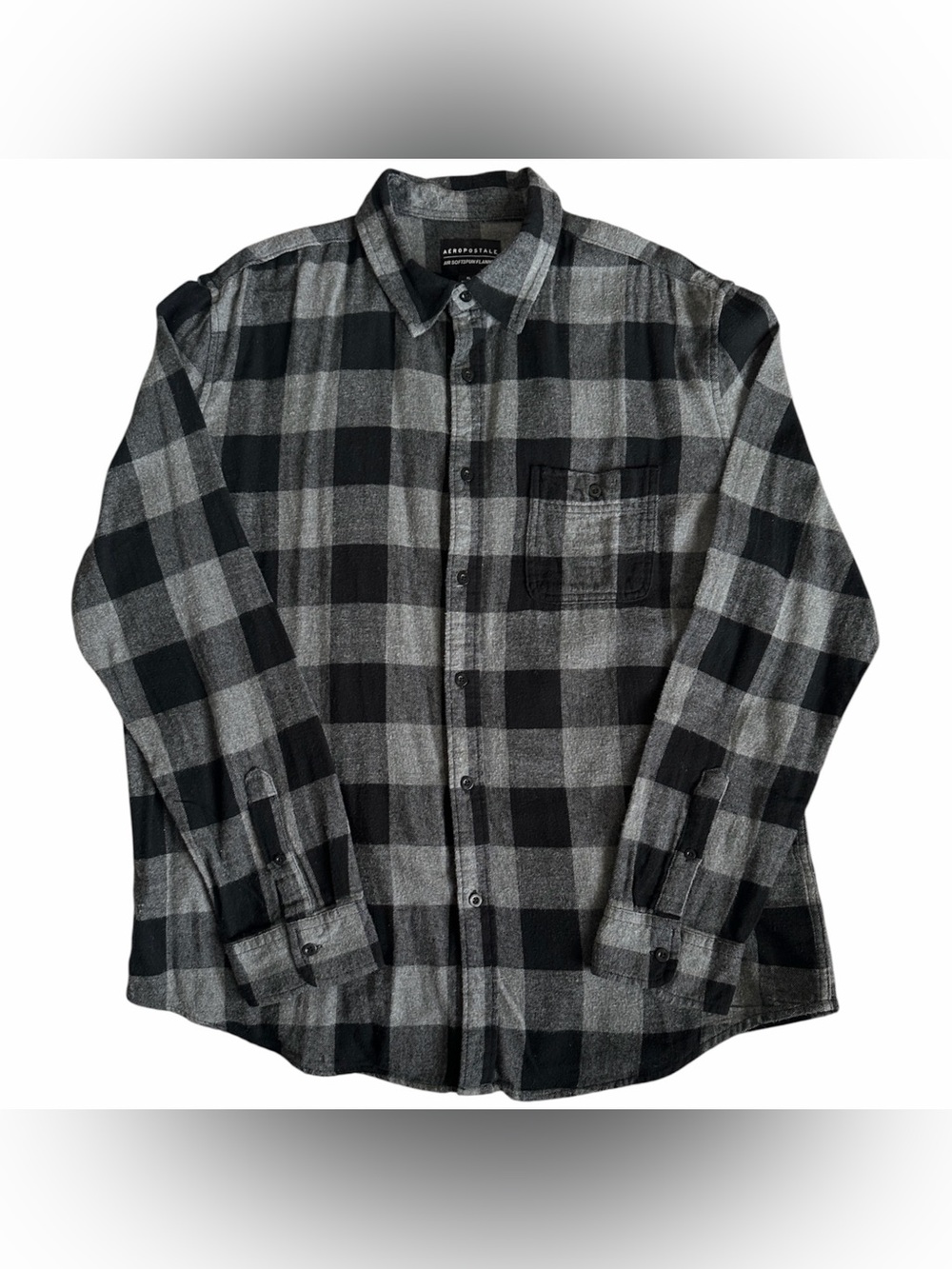 Aéropostale | Long Sleeve Buffalo Check Softspun Flannel Gray Shirt | Sz XL NEW